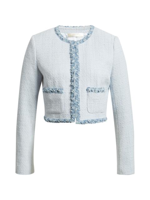 LoveShackFancy LoveShackFancy Azula Crop Tweed Jacket in Wild River at Nordstrom