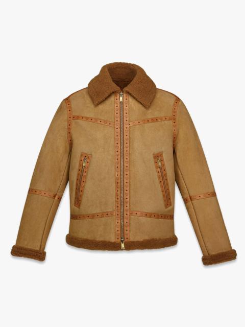 MCM Jacket in Suede Shearling and Monogram Print Leather