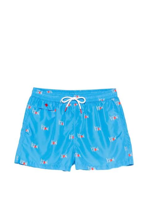 Other Designers Kiton Men Swim Shorts With Logo Print