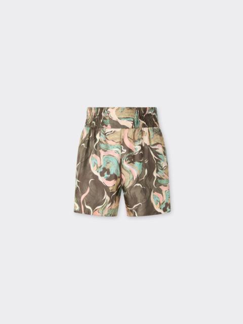 Ferrari Silk shorts with Marble Horse print