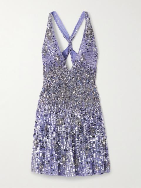 JENNY PACKHAM Crystal And Sequin-embellished Tulle Mini Dress