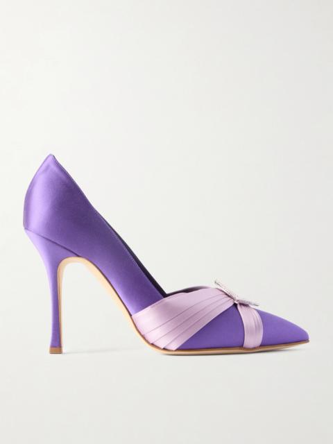 Manolo Blahnik Viera Embellished Two-tone Satin Pumps