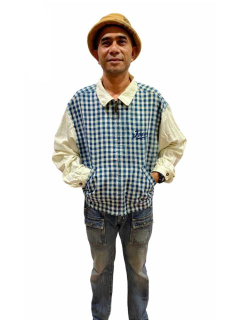 Other Designers Vintage Checkered James Dean Linen Cotton Zipper Jacket