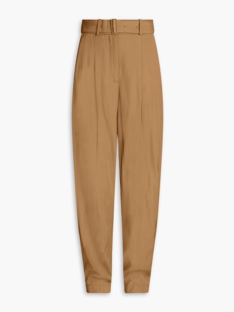 JOSEPH Drew belted pleated twill tapered pants