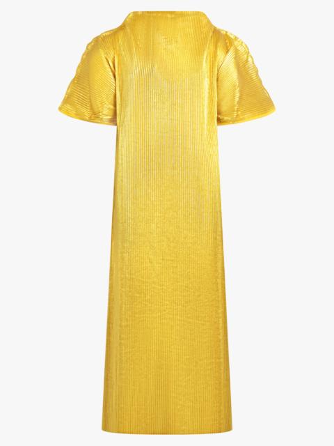 MELITTA BAUMEISTER ZIGZAG RIPPLE SLEEVE MIDI DRESS | GOLD