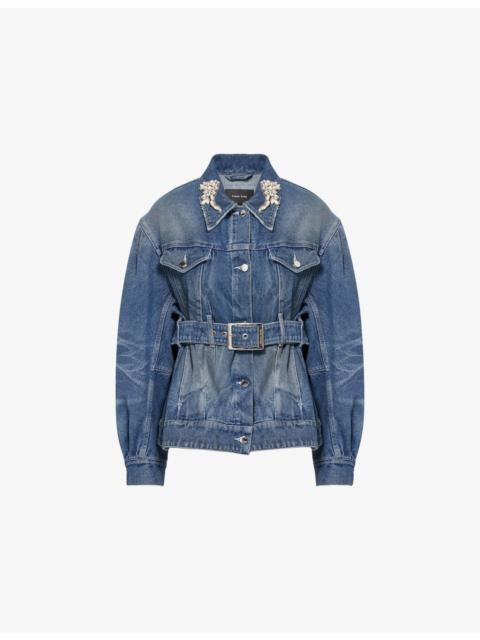 Simone Rocha Embellished Belted Denim Jacket
