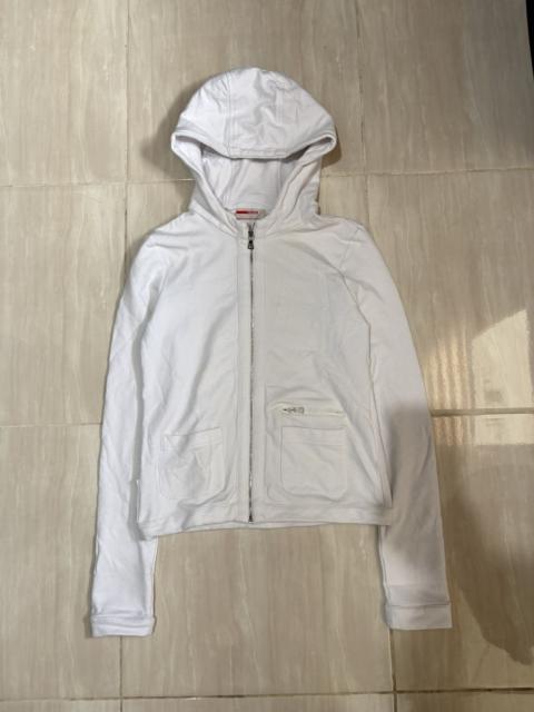 Prada PRADA WHITE ZIP UP HOODIE