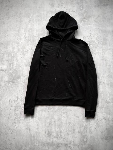 SAINT LAURENT Saint Laurent Paris 19AW Black Geometric Star Glitter Embroidery Fringe Drawstring Hoodie by Anthony