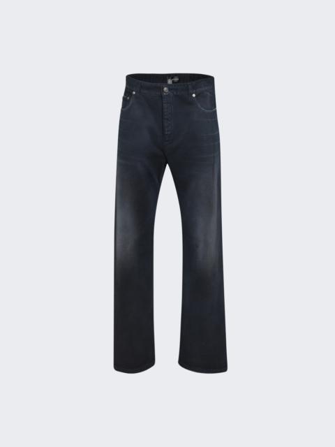 BALENCIAGA Curved Knee Pants Navy And Dirty Dark Blue