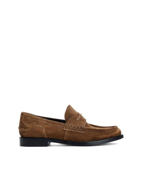 logo-plaque suede loafers