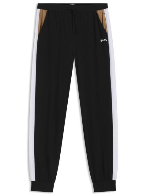 BOSS COTTON-BLEND PYJAMA BOTTOMS WITH CONTRAST PANELS