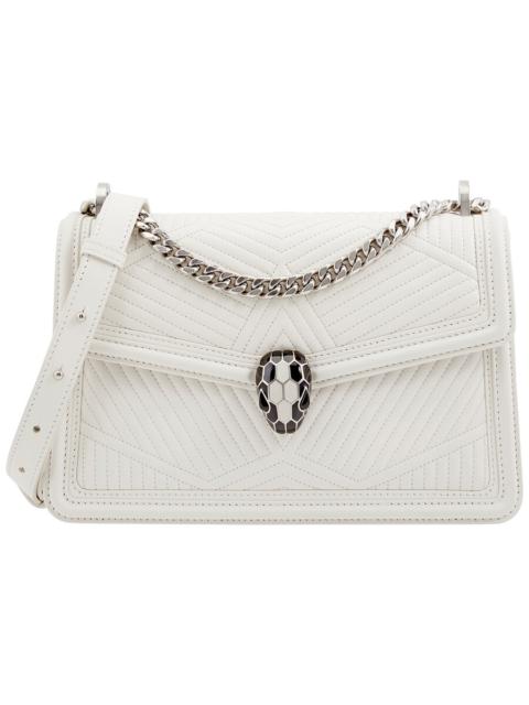 BVLGARI Bvlgari Serpenti Diamond Blast Shoulder Bag- White Agate