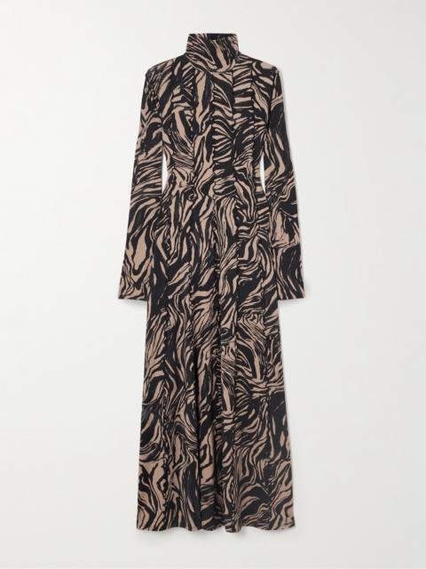 Proenza Schouler Mabel Paneled Printed Jersey Turtleneck Maxi Dress