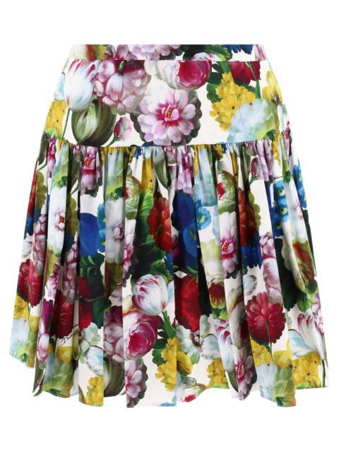 Dolce & Gabbana Short Cotton Skirt With Nocturnal Flower Print