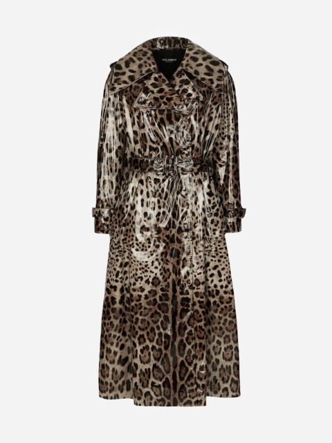 Dolce & Gabbana Leopard-print coated satin trench coat