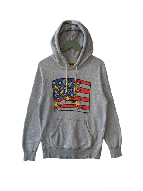 Other Designers Uniqlo - Vintage Y2K Keith Haring American Flag Art Hoodie