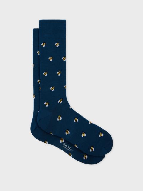 Paul Smith Navy 'Bee' Pattern Socks
