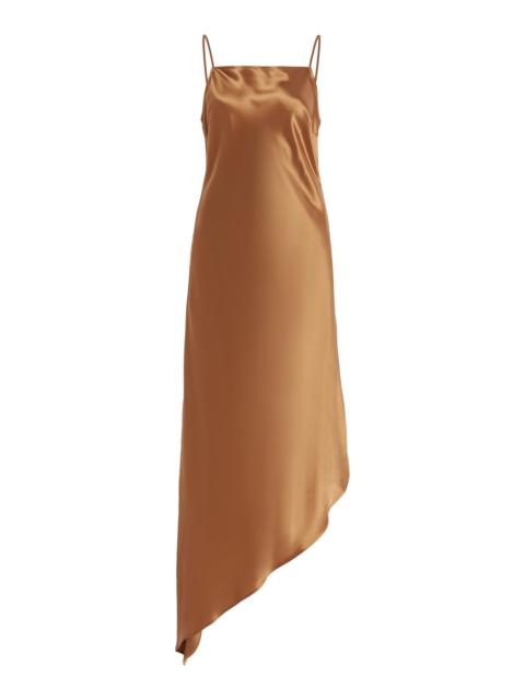BY MALENE BIRGER Leviana Asymmetric Satin Midi Slip Dress bronze