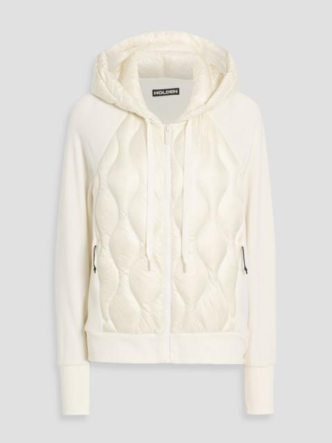 Other Designers Fleece-paneled quilted shell down hoodie