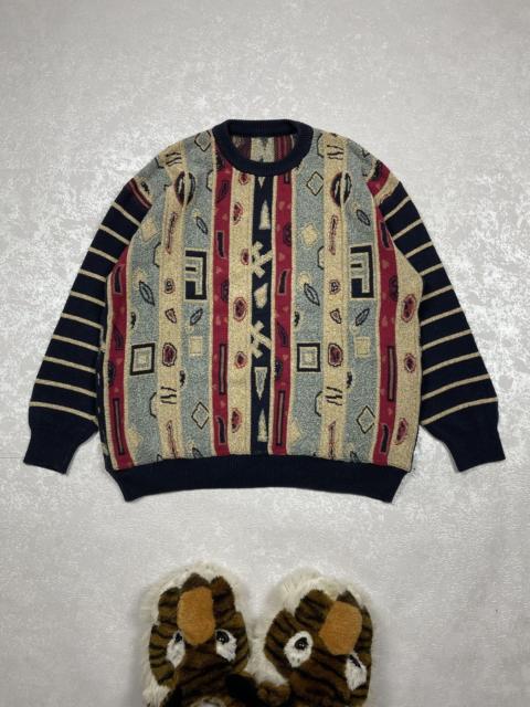 Other Designers Vintage 90s 3D Coogi Style Coloured Cable Knit Sweater