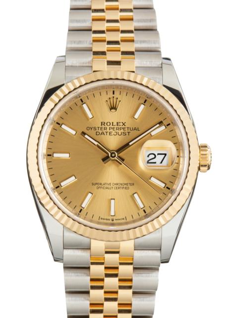 ROLEX Pre-Owned Two Tone Rolex Datejust 36 Champagne Dial Ref 126233