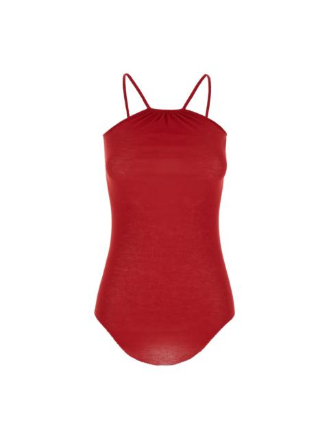 'skorpio' Red Tank Top With Halterneck In Ribbed Silk Blend Woman