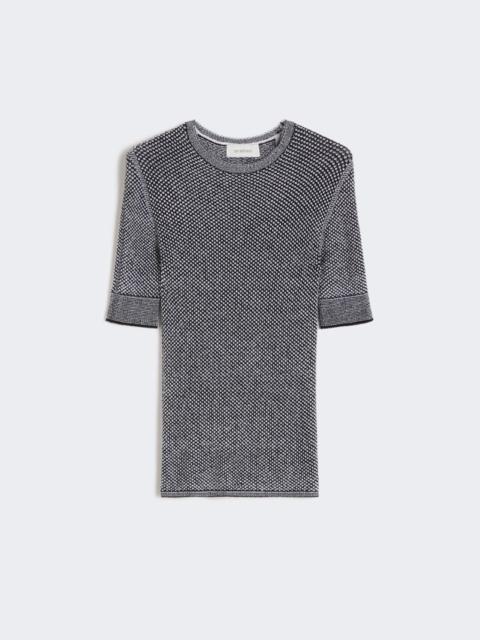 Sportmax Viscose short-sleeved mesh jumper - white black
