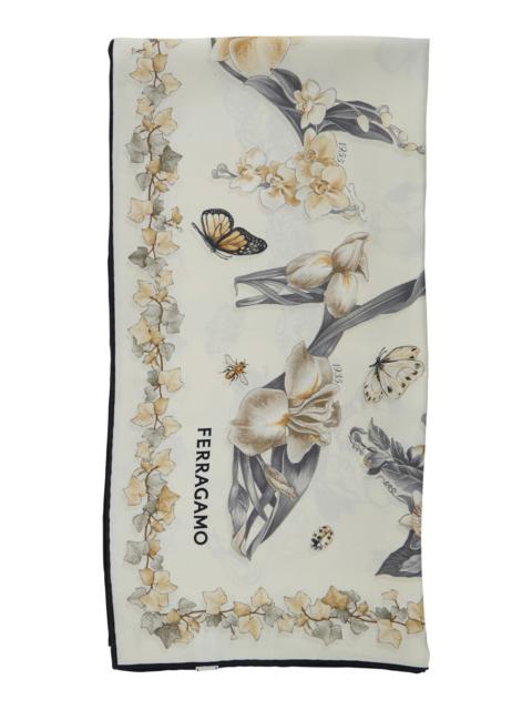 FERRAGAMO Ferragamo Women Beige Scarf With All-Over Floral Print In Silk  For Women