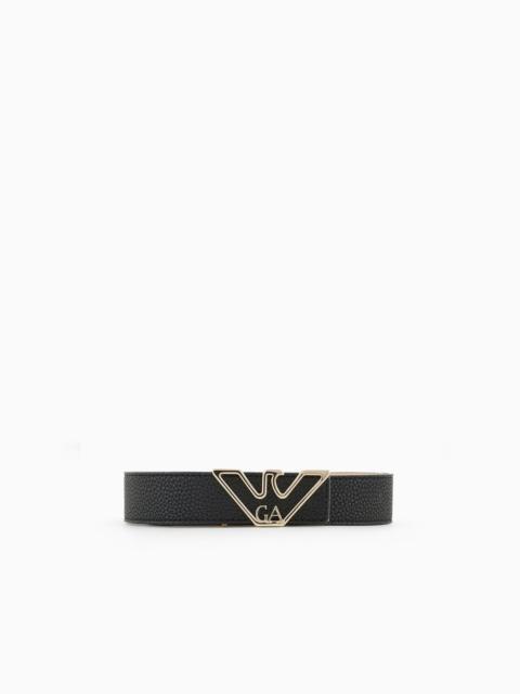 EMPORIO ARMANI Belt with deer-print eagle plate