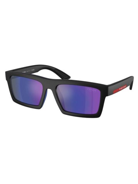 Prada Open Box - Prada Linea Rossa Dark Blue Mirror Violet Rectangular Men's Sunglasses PS A07S 1BO05U 58