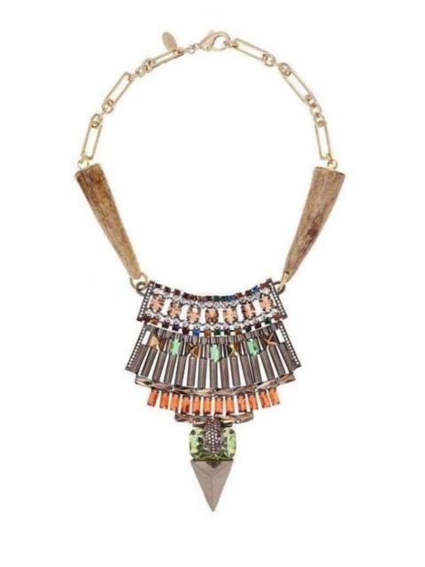 Other Designers Iosselliani - Gold Crystal Tribal Leopard Head Bib Necklace
