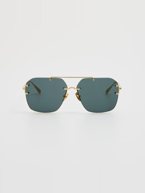 LINDA FARROW Reyner Sunglasses in 22K Yellow Gold