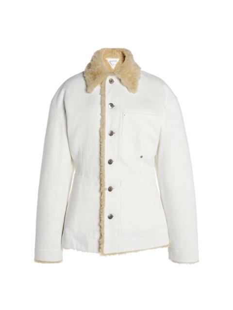 Bottega Veneta Denim Shearling Jacket white