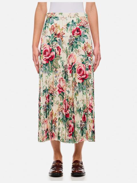 FLOWER PATTERN PRINTED PLEATED MIDI SKIRT