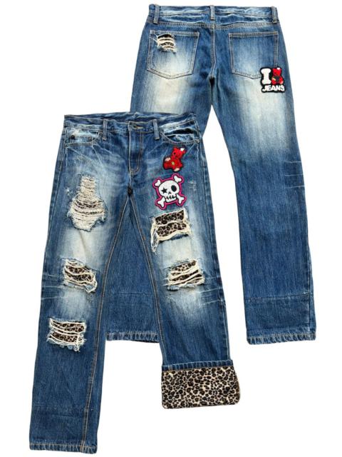 Other Designers Japanese Brand - Japan Patch Ripped Skull Bones Denim Jeans 33x32