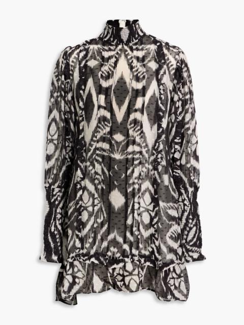 FARM RIO Printed fil coupé chiffon mini dress