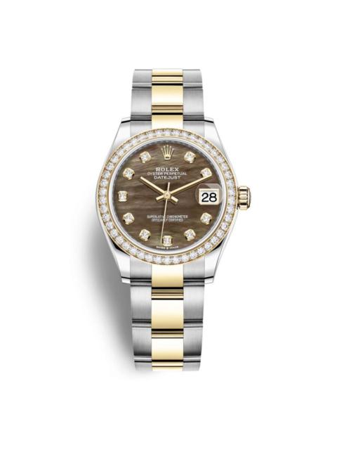 ROLEX Rolex Datejust 31 Black Mother of Pearl Diamond Dial Ladies Steel and 18kt Yellow Gold Oyster Watch 