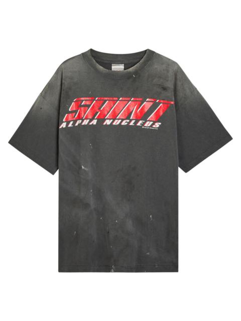 SAINT M×××××× Saint Mxxxxxx Alpha Nucleus Printed Distressed Cotton T-shirt
