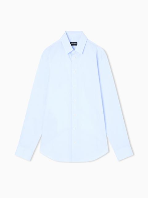 GIORGIO ARMANI SLIM-FIT SHIRT IN STRIPED STRETCH COTTON-BLEND JERSEY