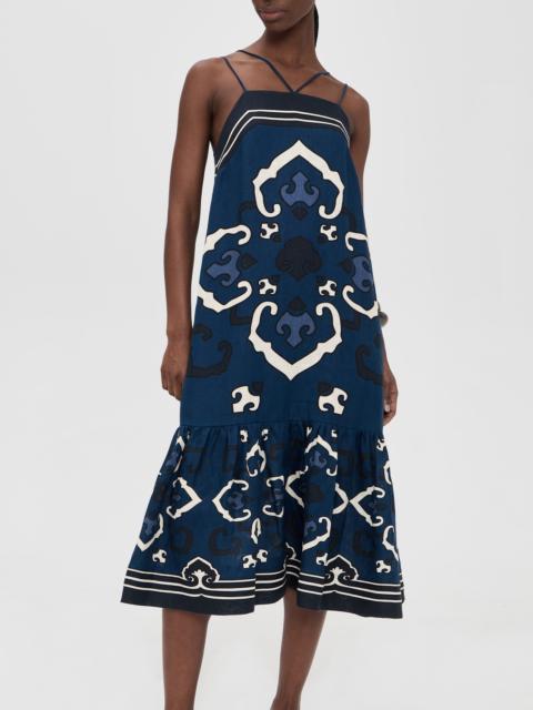 Sea Blaise Linen Print Spaghetti Strap Dress