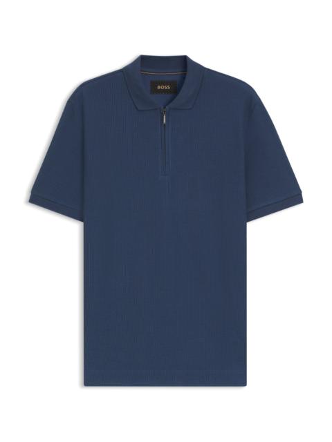 BOSS STRUCTURED-COTTON POLO SHIRT WITH ZIP PLACKET