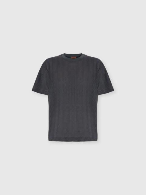 Missoni Crew Neck T-Shirt in Cotton-Viscose Raschel
