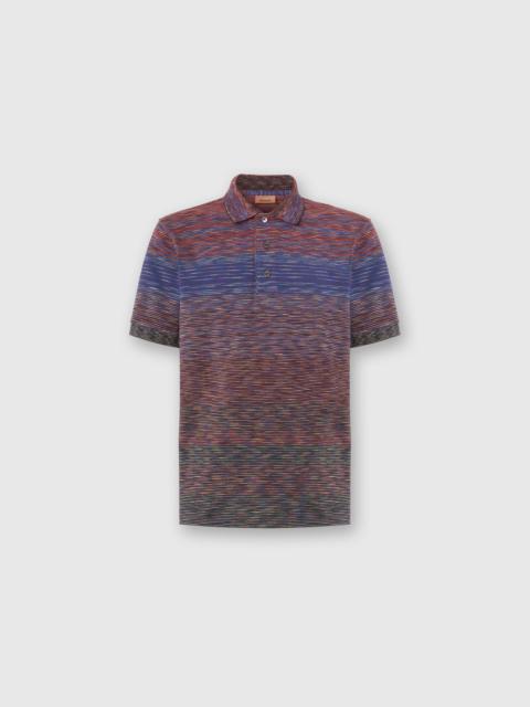 Missoni Missoni Short Sleeve Polo With Flame Knit in Burgundy & Blue at Nordstrom