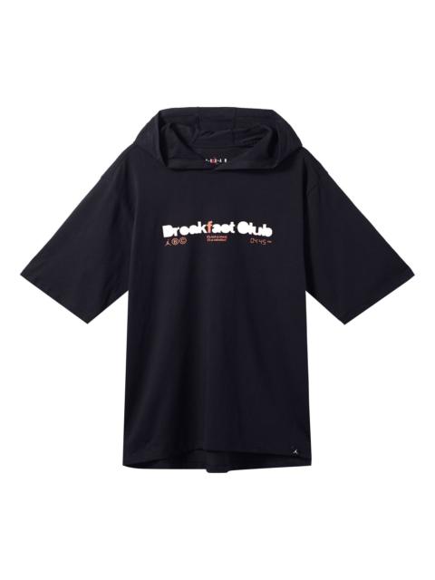 Jordan Air Jordan Alphabet Numeric Printing hooded Pullover Short Sleeve Black DQ7383-010
