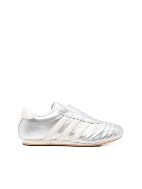 adidas three-stripe metallic-leather sneakers