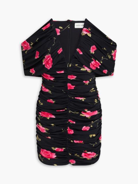 MAGDA BUTRYM Off-the-shoulder ruched floral-print stretch-jersey mini dress