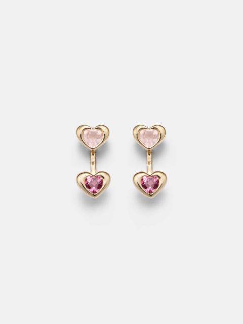 ROXANNE FIRST 14kt gold earrings with tourmaline and rose quartz