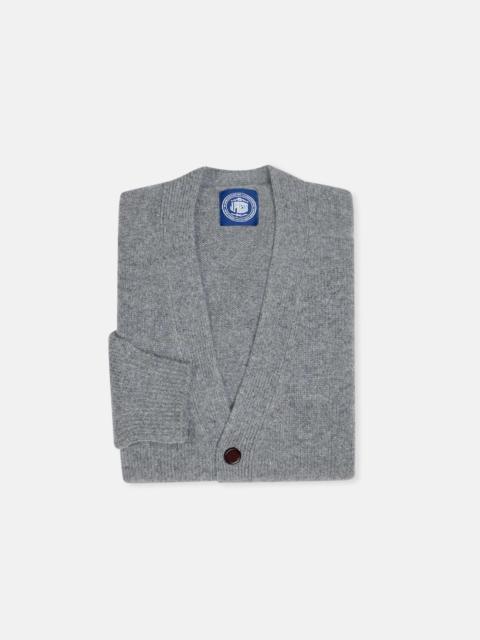 J. PRESS HEATHER GREY LAMBSWOOL CARDIGAN SWEATER