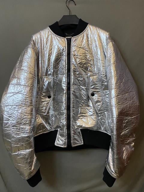 Dries Van Noten Dries van Noten Silver Pleated Zip Bomber Jacket
