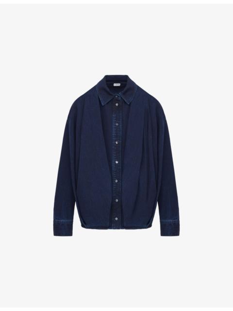Loewe Draped Denim-Look Cotton Shirt